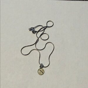Silver- tone Initial 'N' Pendant Necklace - Silver and Gold Tones